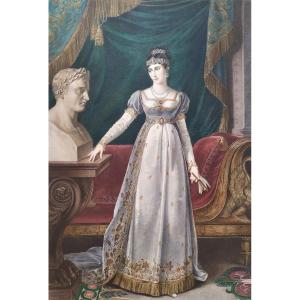 Pauline Bonaparte Historical Photogravure In Color 19th C Old Print