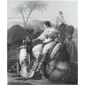 Orientalist Engraving Arrival Of Rebecca Engraved By Garnier After Scopin Etcing Old Print
