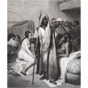 Etching Orientalist Engraving Slave Trader After Vernet Old Print
