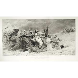 Etching Battle Of Rezonville Engraving After Aimé Nicolas Morot Old Print