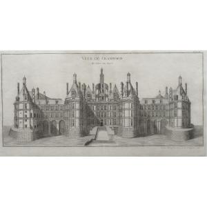 Castle Chambord Engraving Architecture 18th C Etching Old Print