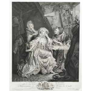 Etching Genre Scene 18th C Engraving By Halbou After Schenau Old Print