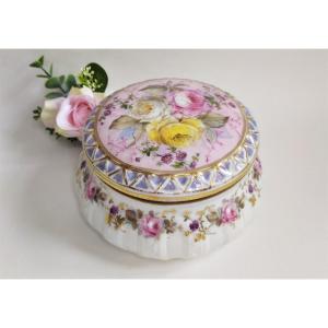  Hand Painted Porcelain Box From Volkstedt 19th C