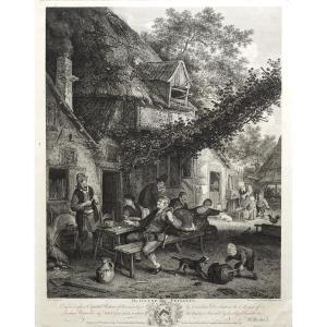 Etching Genre Scene Engraving 18th Century Old Print