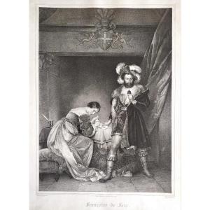 Lithograph Françoise De Foix After Fragonard 19th C Old Print