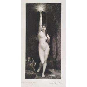 Etching The Truth Allegorical Engraving After Lefebvre 19th C Old Print