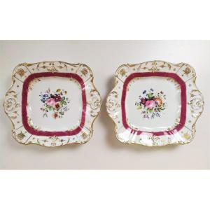 Paris Porcelain Pair Of Hand Painted Dishes 19th C