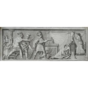 The Last Moments Of Demosthenes Engraving By Janinet After Moitte 1791 18th C Old Print Etching