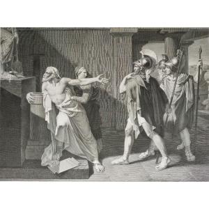 Etching Neo Classical Engraving Death Of Demosthenes After Boisselier 19th C Old Print