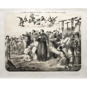 The Twenty Six Martyrs Of Japan Lithograph 19th C  Gosselin Publisher