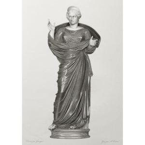 Mythological Etching Engraving Adoring 19th Century Old Print