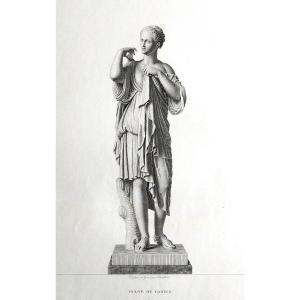 Etching Mythological Engraving Diana 19th C Old Print