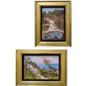 Oil Painting Mediterranean Landscape 19th C