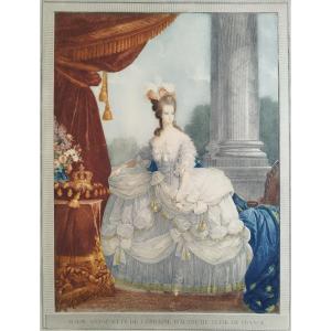 Marie Antoinette Queen Of France Watercolored Engraving Etching Old Print