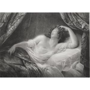 Nude Woman Engraving After Aimée Brune-pagès 19th Century Etching Old Print