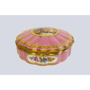 Hand Painted Porcelain Jewelry Box 19th Century