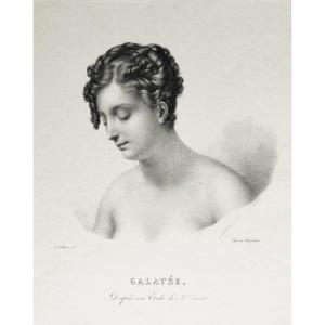 Galatea Greek Mythology Lithograph After Girodet-trioson 19th C Old Print