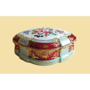 Le Tallec Jewelry Box Hand Painted Porcelain Flowers Roses