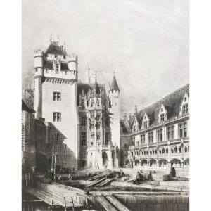 Etching Pierrefonds Castle Engraving By Rochebrune