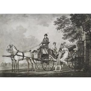 Etching Aquatint Engraving The Carriage 19 Th C Old Print