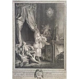 18th Century Engraving Genre Scene Etching Old Print 