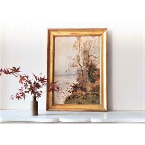 Oil Painting On Canvas Autumn Landscape 19th Century