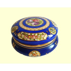 Jewelry Or Candy Box Hand Painted Porcelain Jules Tiélès 19th C