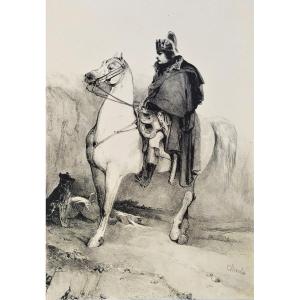 Bonaparte Napoleon Horse Lithograph By Charlet 19th C Old Print