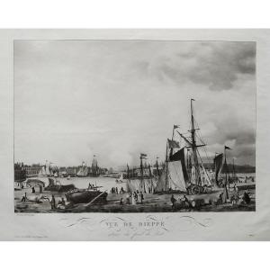 View Of Dieppe Port Seascape Normandy Engraving 19th C Etching Old Print