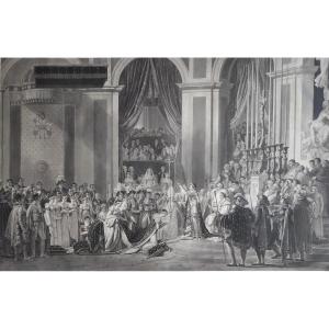 Coronation Of Napoleon Large Engraving By Jazet After David 19th C Old Print