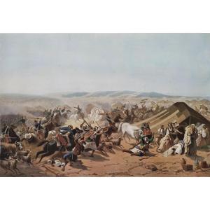  Battle Capture Of The Smala Of Abd El Kader Watercolored Engraving After Bellangé 19th Century 