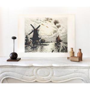 Arsène Chabanian Dutch Landscape Aquatint Etching Engraving