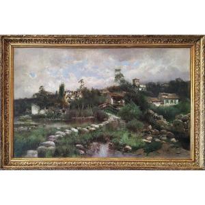 Antonio Gomar Y Gomar Landscape In Andalucia Oil Painting 19th Century
