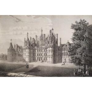 Chambord Castle Lithograph 19th Century Old Print