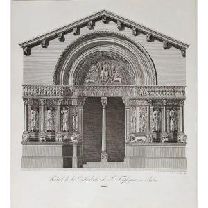 Arles The Cathedral Of St Trophime Etching Architecture Engraving 19th C Old Print