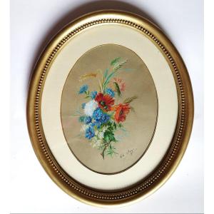 Still Life Field Flowers Gouache By Charles Joye