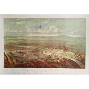 Panoramic View Of The Universal Exhibition Of Paris 1878 19th C Chromolithograph