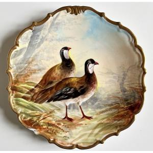  Limoges Porcelain Dish Hand Painted With Bird  Signed