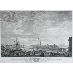 View Of The Port Of Dieppe Antique Engraving By Martini After J. Vernet