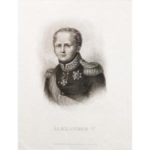 Historical Portrait Alexander I Emperor Of Russia Antique Engraving 19th C Etching Old Print