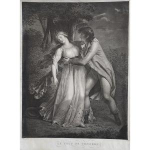 Etching The Thunderclap Antique Engraving By Cazenave After Fournier Empire Period