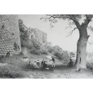 Lithograph By Engelmann Alsace Vosges Hohenkönigsburg Castle 19th Century Old Print