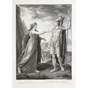 Etching Ariane And Alexander Antique Neoclassical Engraving 19th C After François Gérard