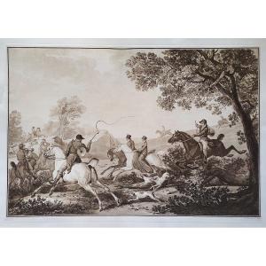 Hunting Engraving By Debucourt After Carle Vernet 19th C Etching Old Print