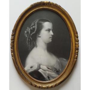 Princess Marie Clotilde Of Savoy Framed Lithograph 19th C Historical Old Print