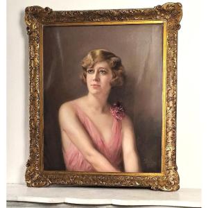  Enrique Dorda Y Rodriguez Portrait Of A Lady Pastel Art Deco