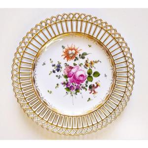 Dresden Painted Porcelain Openwork Plate German Collectible Tableware