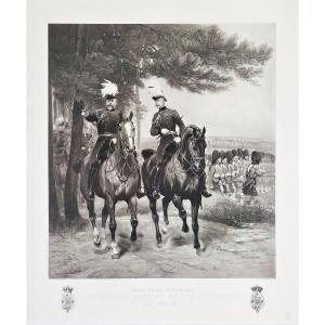 King Edward VII Of England At Aldershot 19th Century Photogravure