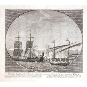 Antique Etching Turkish Brigands Seizing Grand Duke Ferdinand Ship 1606  Maritime Art Print 