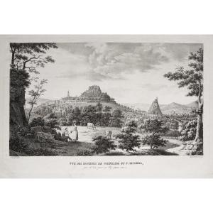 Le Puy En Velay, Corneille Rocks And Saint-michel d'Aiguilhe, Lithograph By Brunel